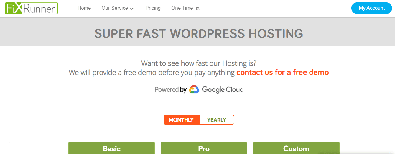 FixRunner WordPress hosting