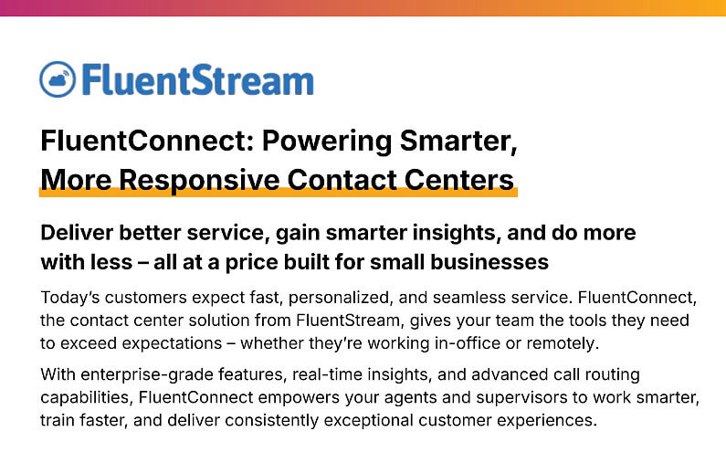 Screenshot of FluentStream Contact Center Overview Document