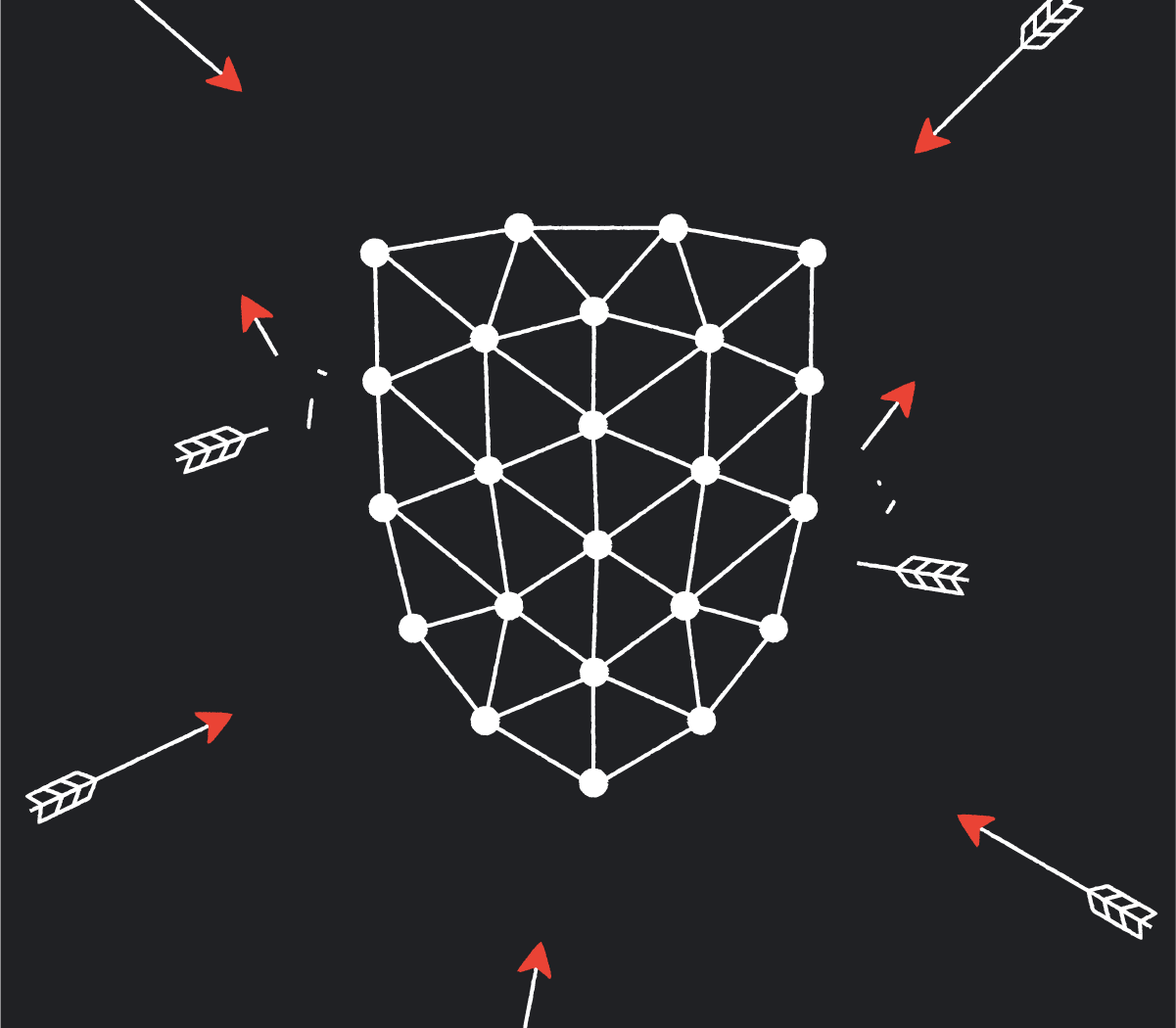 Defender shield in white grid lines