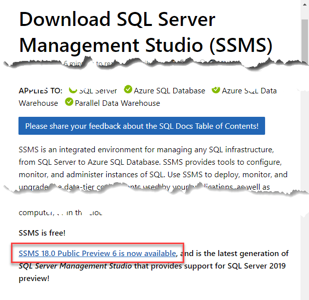 Download og installer SQL Server Management Studio