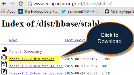 Descargar la versión estable del archivo HBase Tar