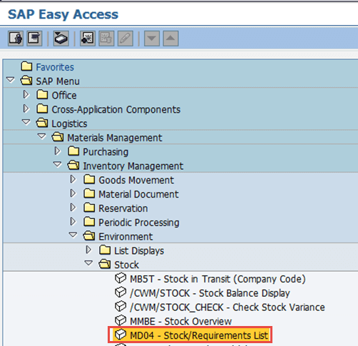 Bestands-/Bedarfsliste anzeigen