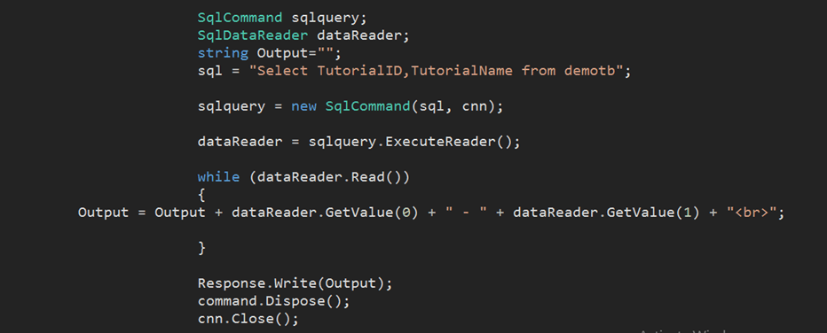 Supprimer l'enregistrement de la base de données à l'aide de DeleteCommand