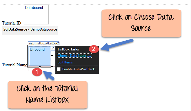 Connexion des contrôles Asp.net aux données