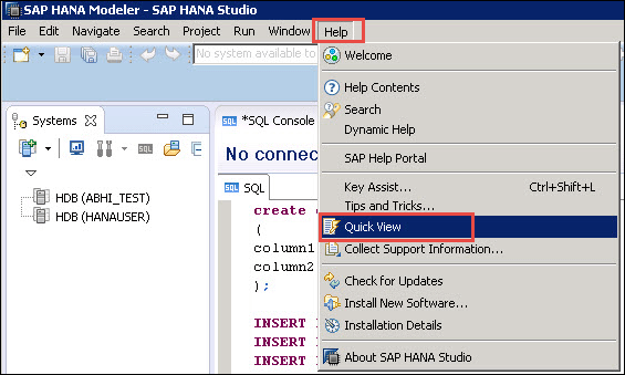 Создание таблицы в SAP HANA