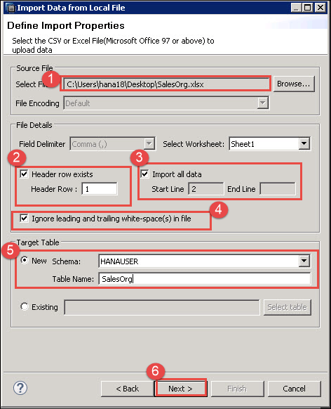 Создание таблицы в SAP HANA