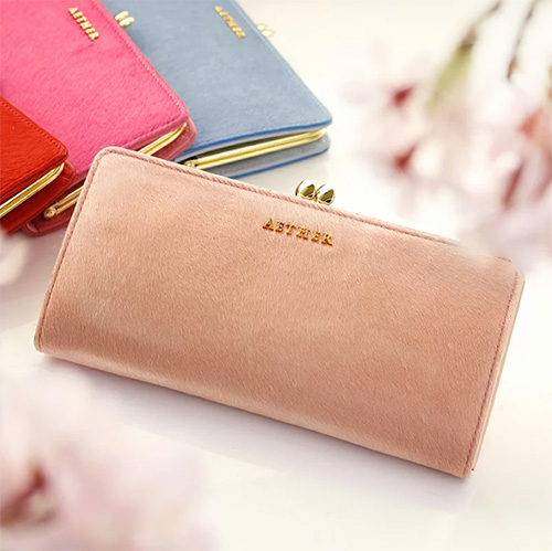 エーテル(AETHER)のレディース財布 ハラコ(ヘアカーフ)・がま口長財布「アリュール・アネット」