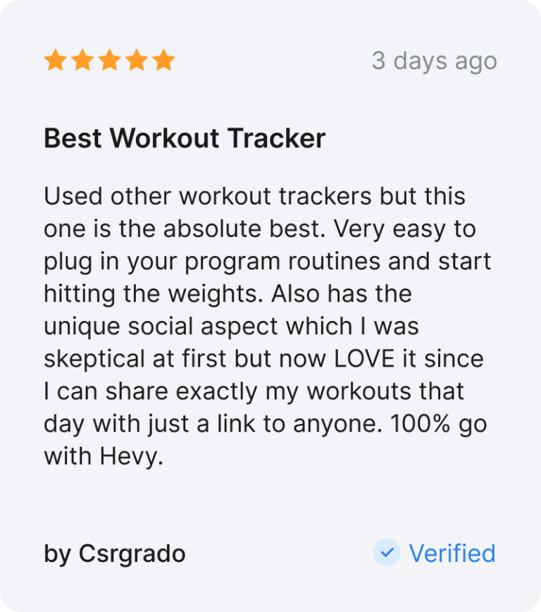 hevy app testimonial by user Csrgrado