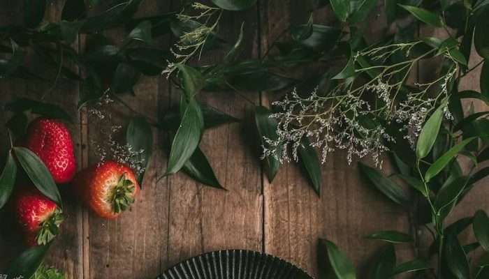 red round fruit on black round plate