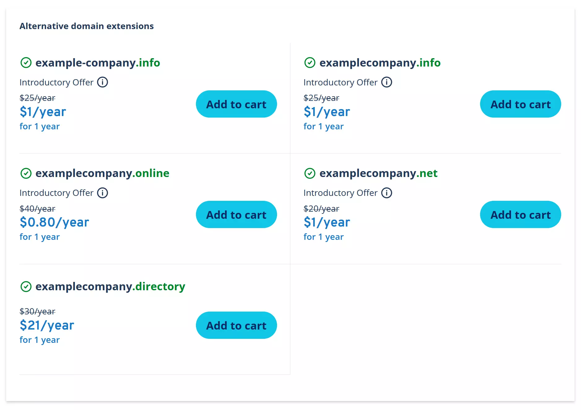 IONOS gives suggestions for other options Image: IONOS gives suggestions for other options