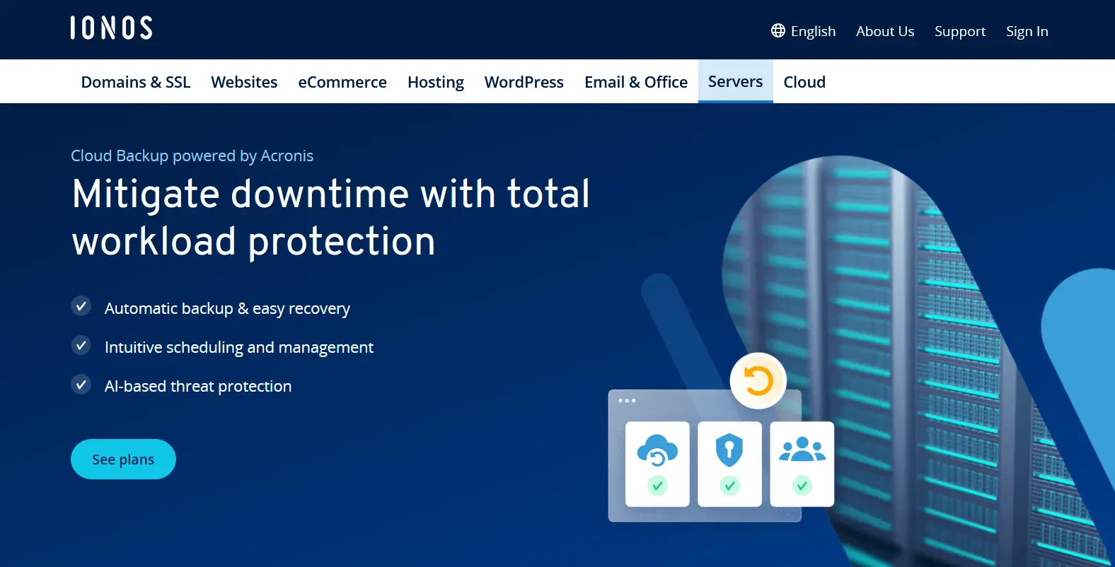 Screenshot of the IONOS Cloud Backup page Image: Screenshot of the IONOS Cloud Backup page