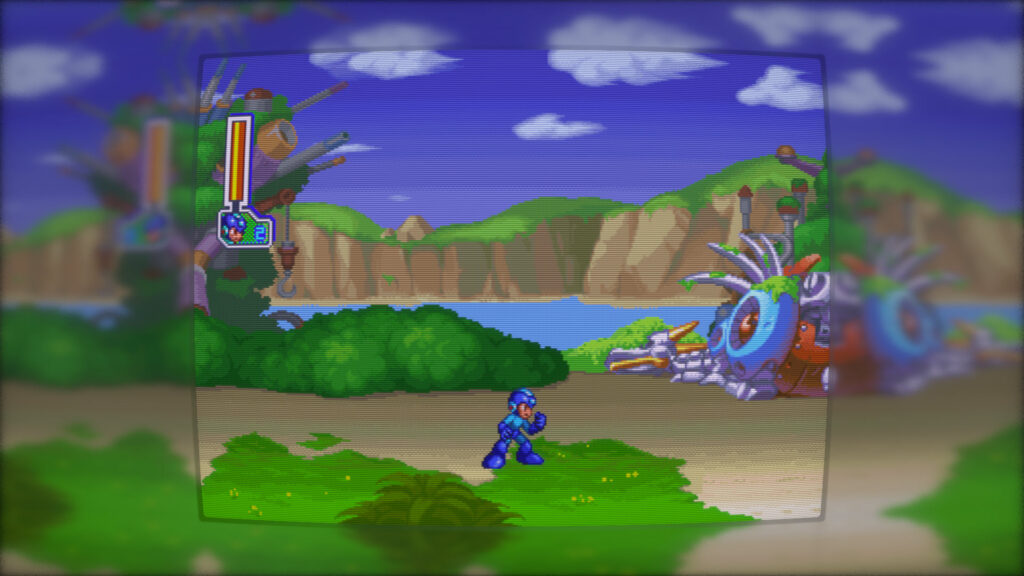 Mega Man 8 with the Glass Preset, good for filling the screen, avoiding any worries of OLED burn-in