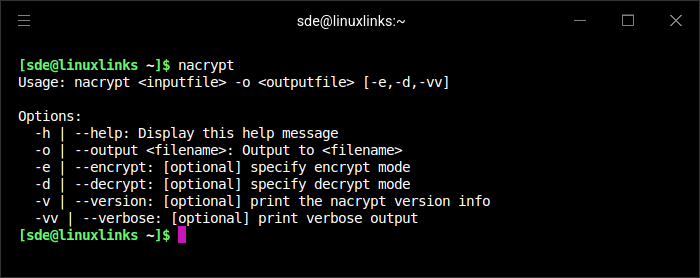 nacrypt options