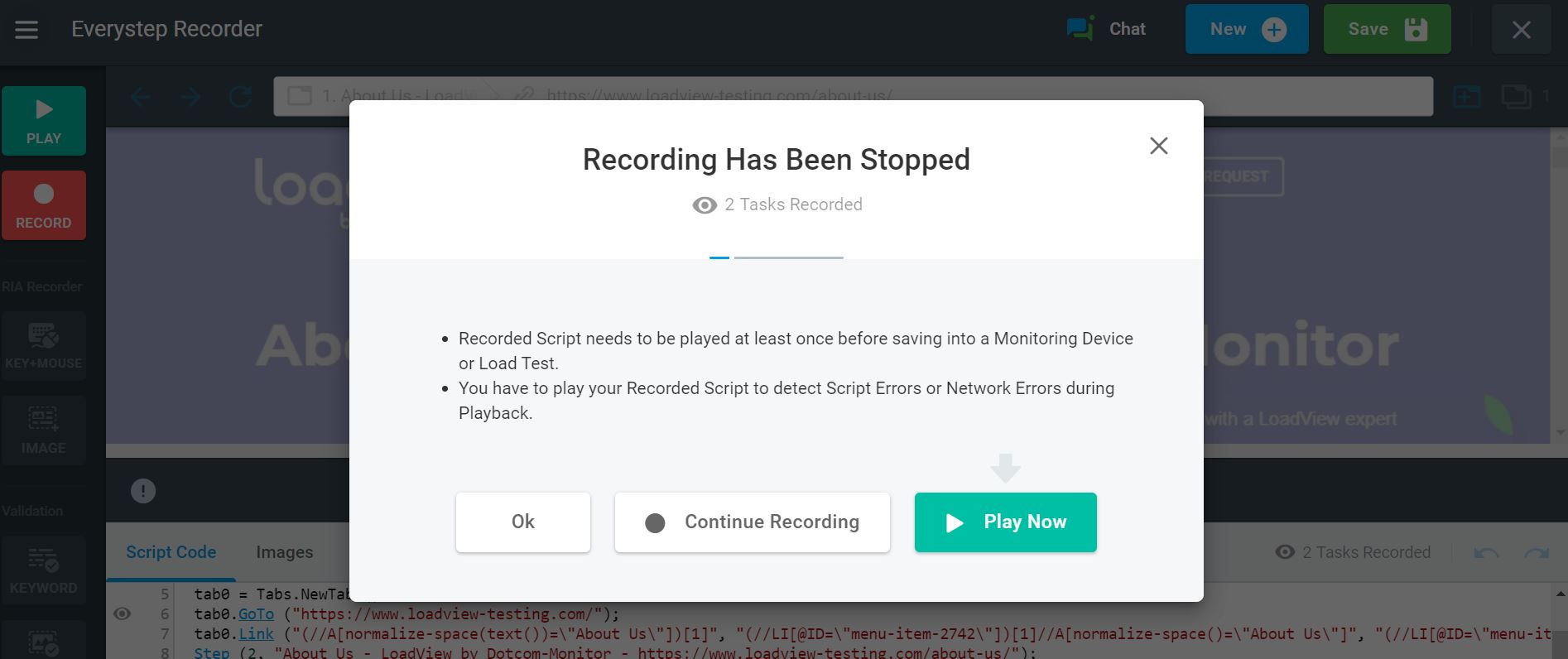 EveryStep Web Recorder Recording Stopped EveryStep Web Recorder Recording Stopped