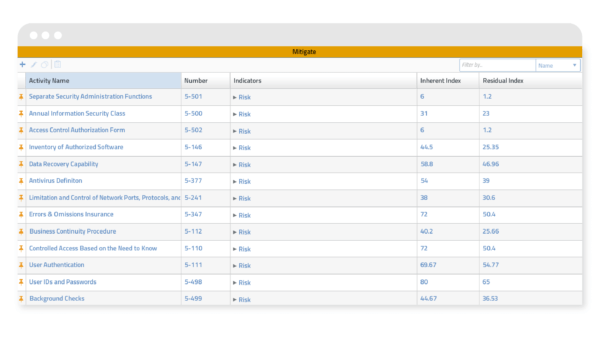 Mitigate Tab-05 risk mitigation software