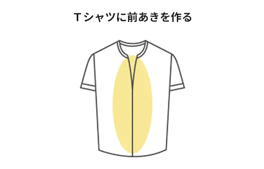 Tシャツに前あきを作る