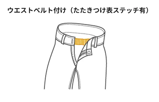 ウエストベルト付け(たたきつけ表ステッチ有)