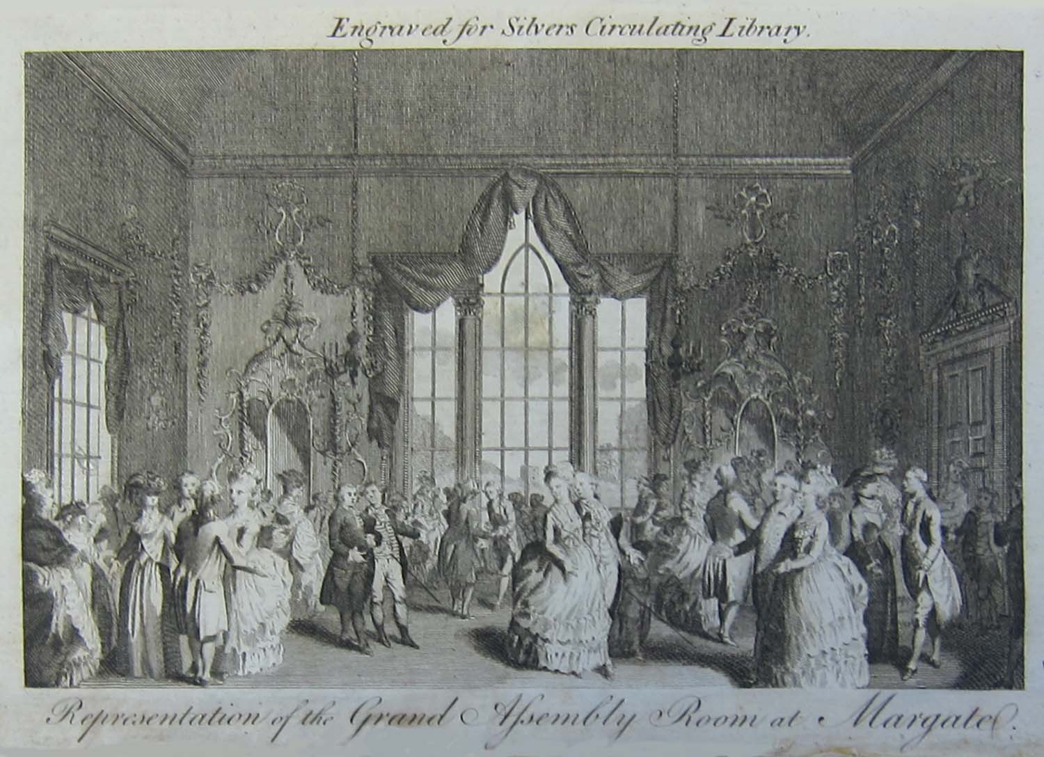 The Grand Assembly Room, from A new Catalogue for Silvers Circulating Library 1787 - from Margate in Maps and Pictures