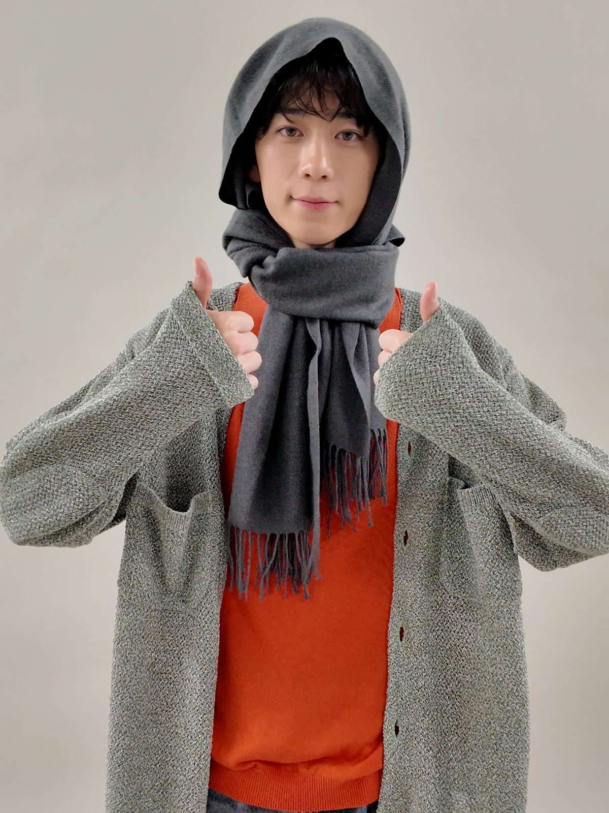 マフラーの巻き方/バラクラバ巻き、完成