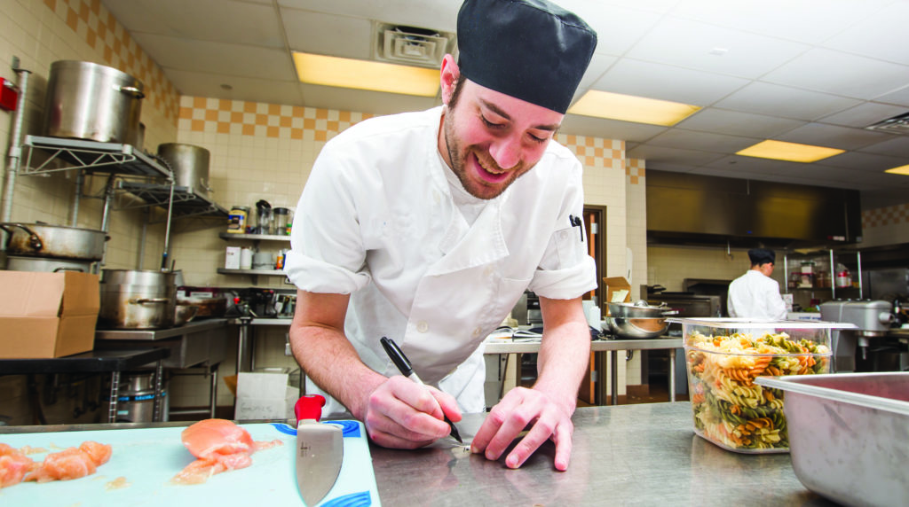 chef writing on label