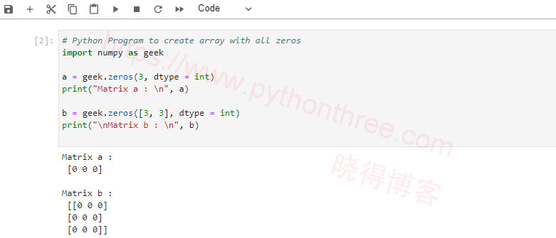 创建一个全为零的Numpy数组 2 创建一个全为零的Numpy数组
