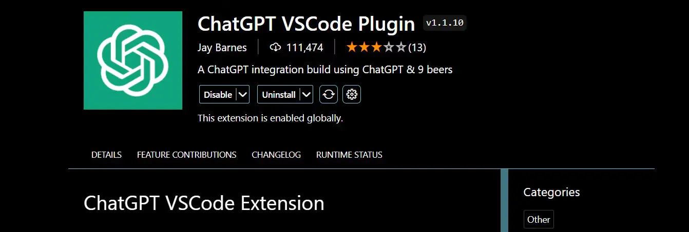 VS Code中6个最佳ChatGPT扩展 6 ChatGPT VS Code Plugin by Jay Barnes