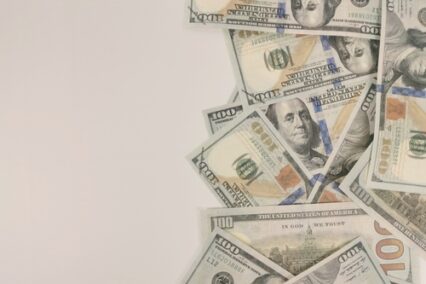 Close up fiat money 100 USD banknotes