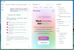 WorkAny Generate Websites