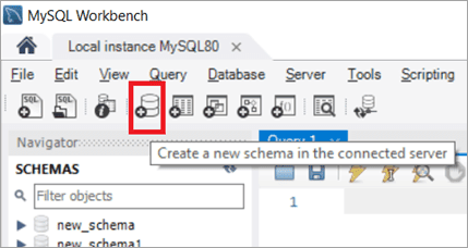 6Click on the new schema symbol