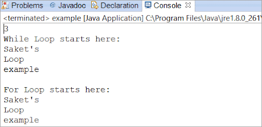 Java for loop vs while loop - output