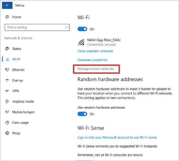 Manage known networks
