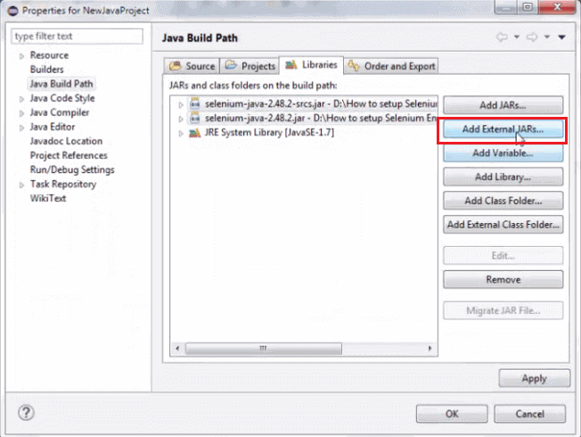 Install Selenium WebDriver - Add External Jars install-selenium-webdriver-12