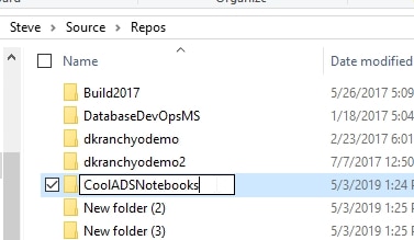New folder in Explorer