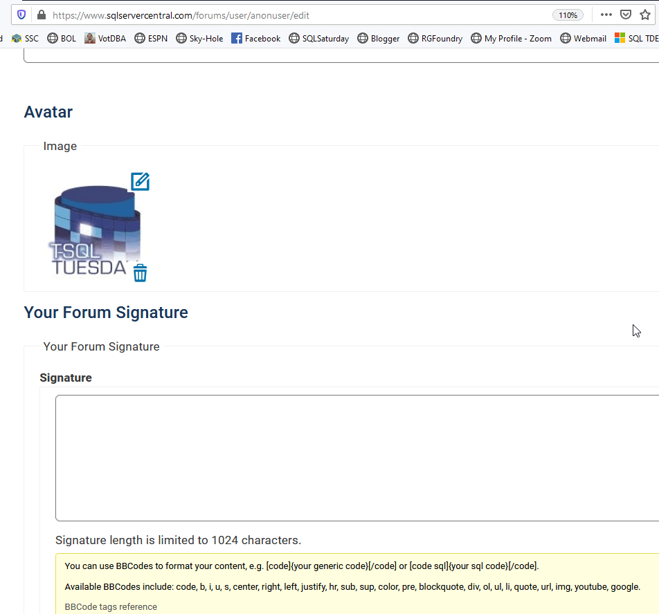Forum Signature editor