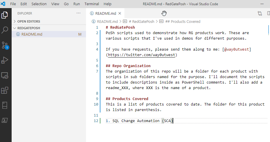 Edited readme in VS Code