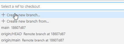 branch options in VS Code