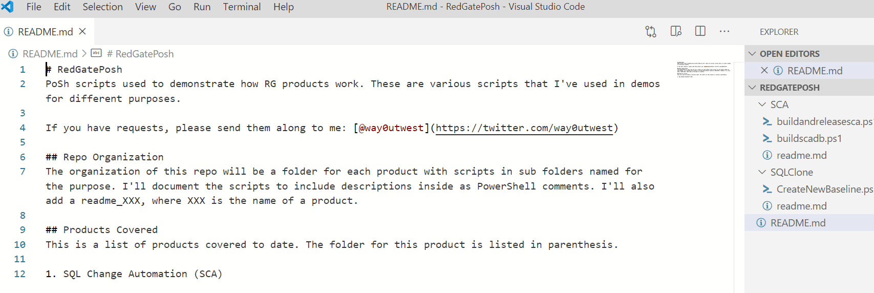 open readme in vs code