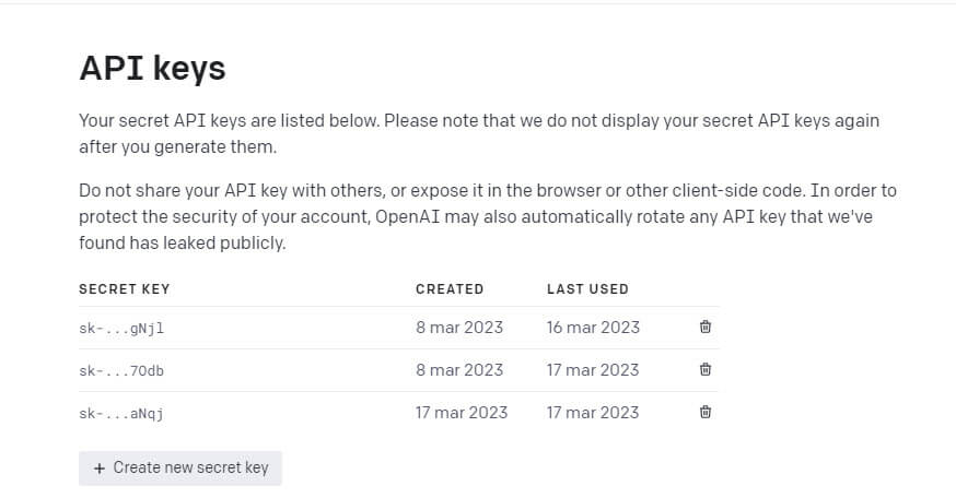 Chatgpt in Visual Studio - API keys