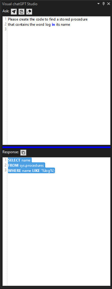 Chatgpt in Visual Studio - Ask ChatGPT