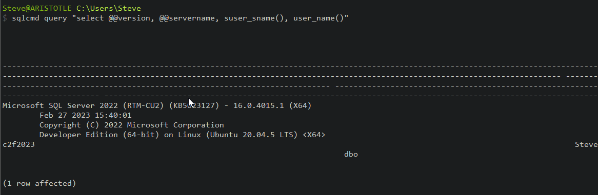 query run from current context