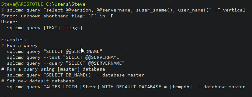 Error with -F switch