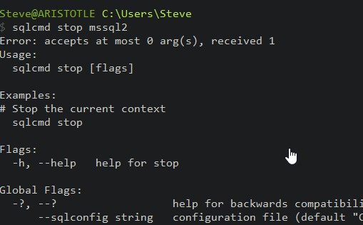 error trying to stop a particular context