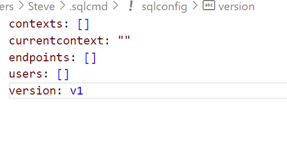 Empty sqlconfig file with keys and empty values