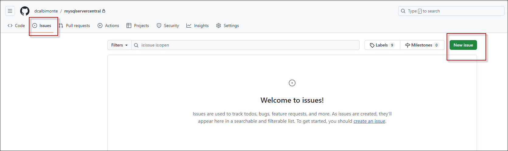 New issues created in the GitHub Web Platform