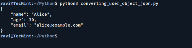 Python - Converting User Object to JSON