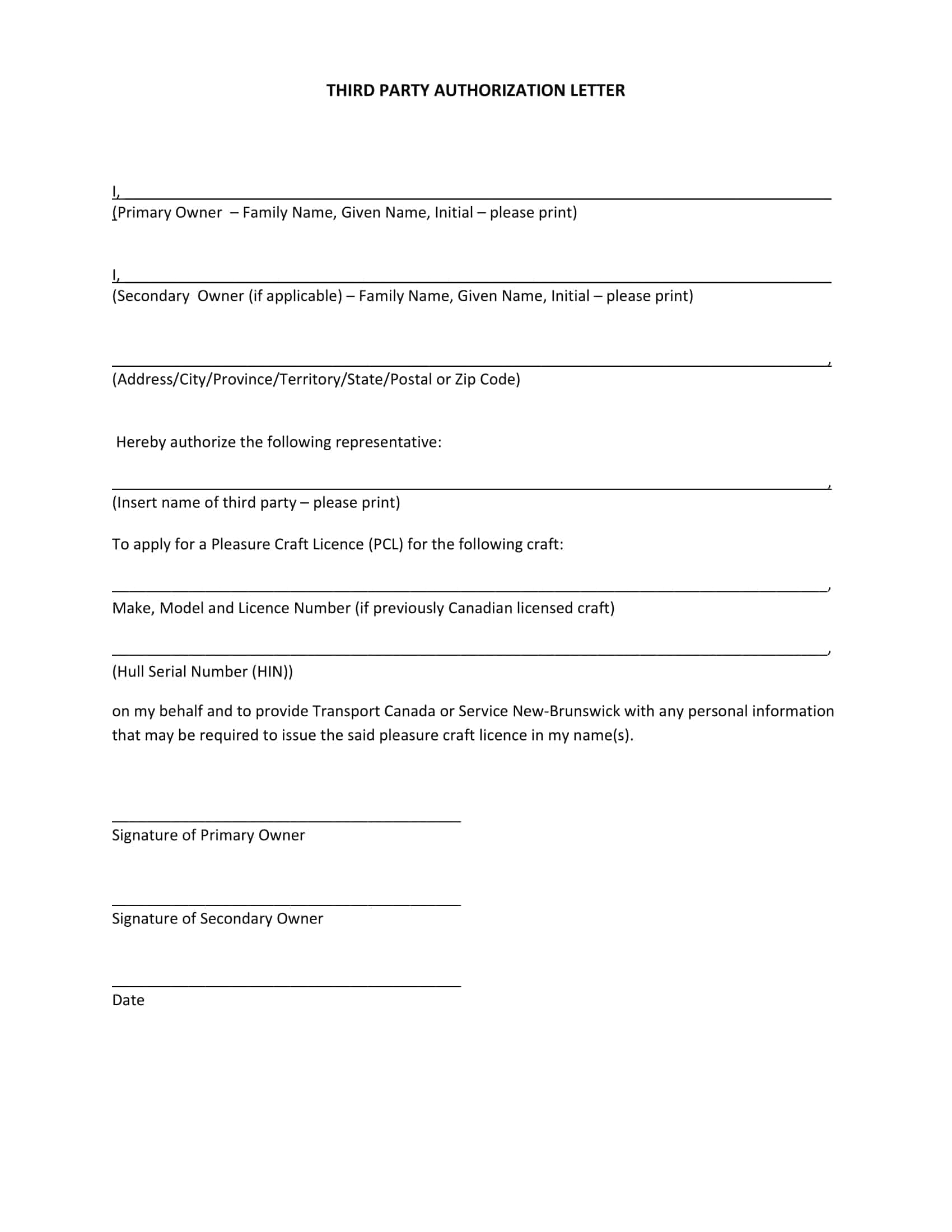 3rd part auth letter 3rd part auth letter