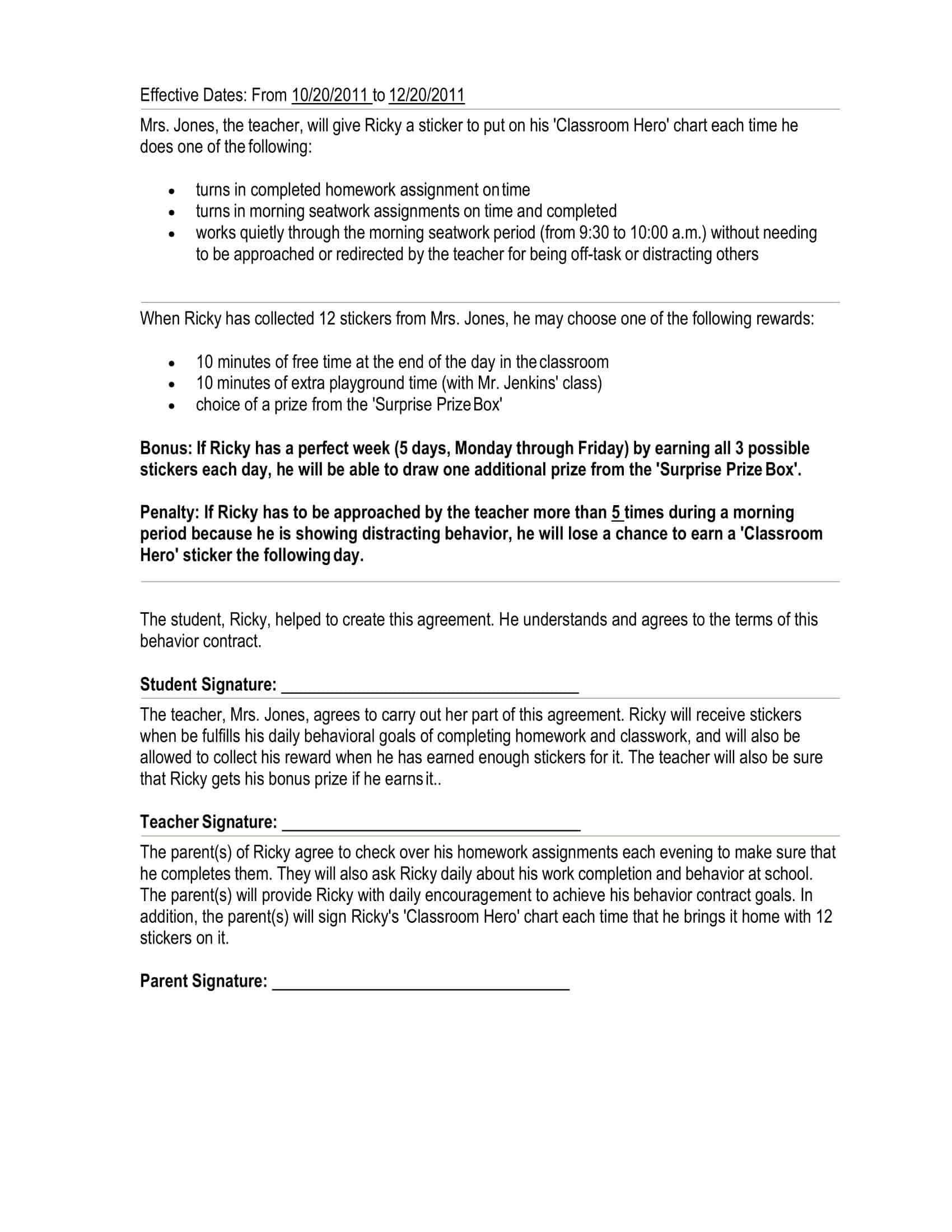 behavior change contract behavior change contract
