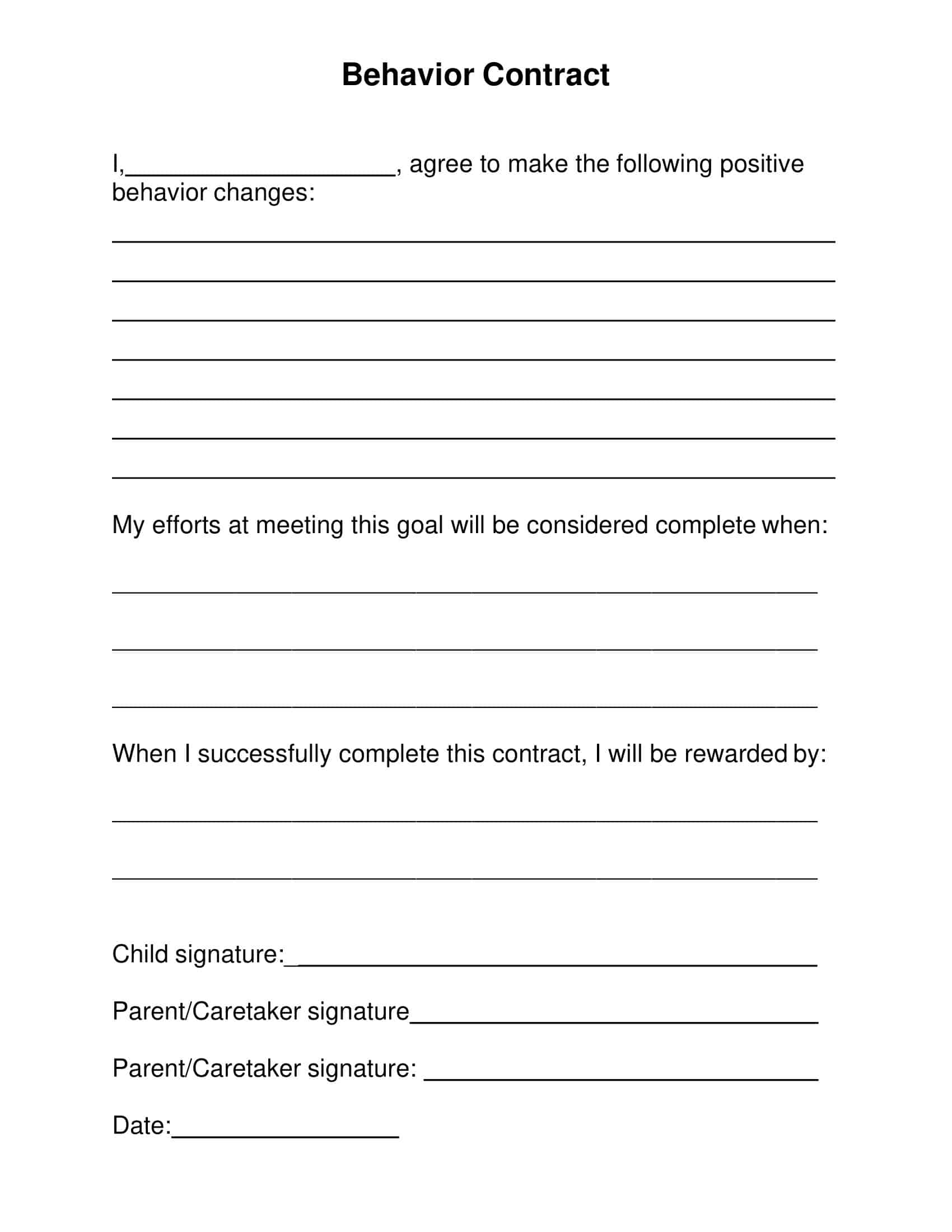 behavior contract example behavior contract example