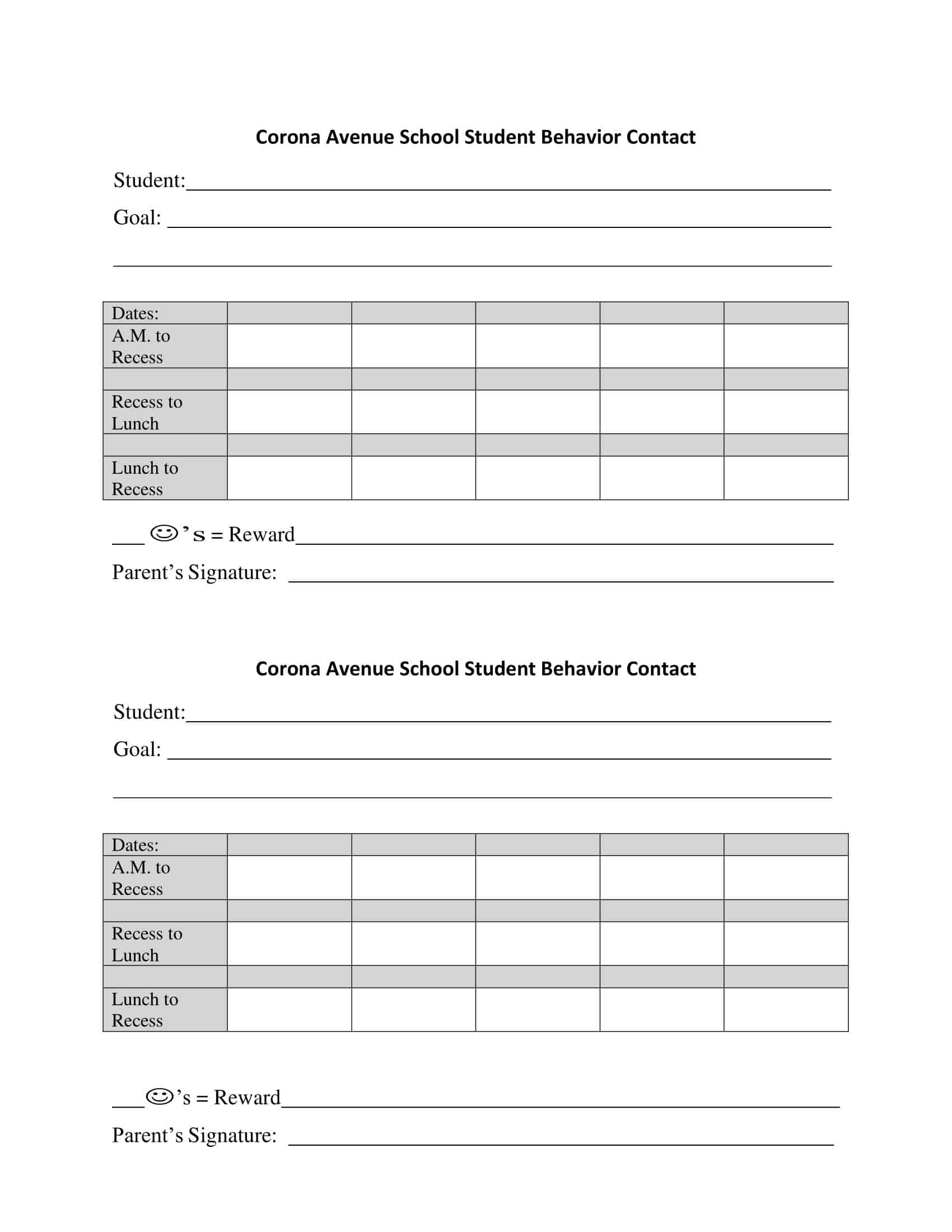 behavior contract examples behavior contract examples