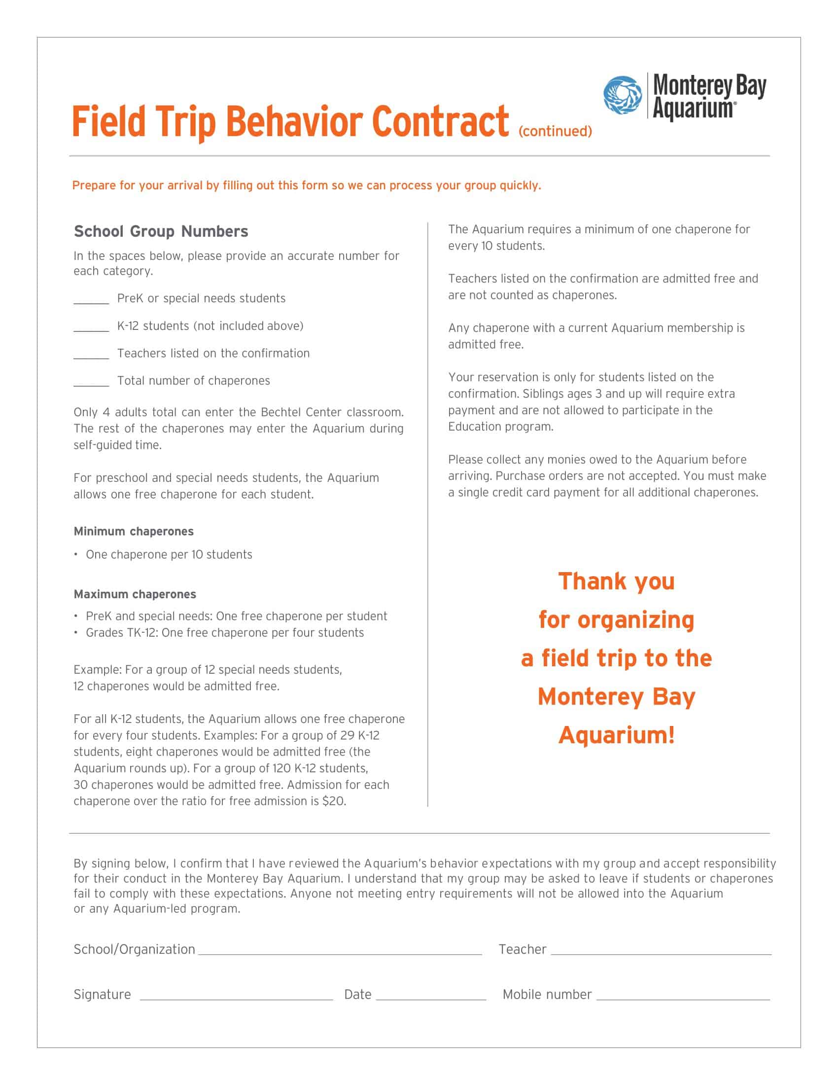 behavior contract template for students behavior contract template for students